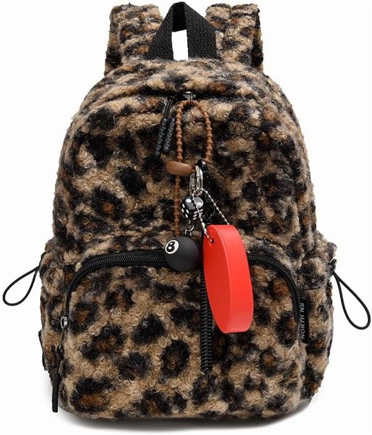 90s fuzzy mini backpack Fuzzy Cheetah Cute Backpack, Y2k Purse Fleece Chic Bookbag Trendy Aesthetic  Coquette Daypack 90s Purse