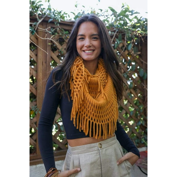 Fuzzy Chenille Tassel Infinity Scarf