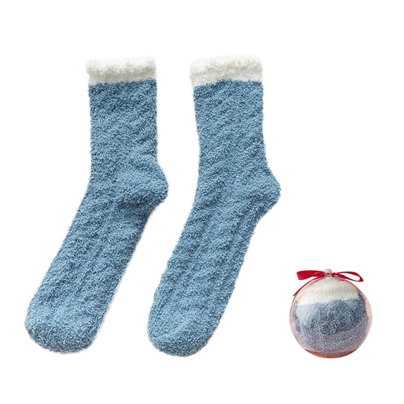 Fuzzy Christmas Socks Sleep Comfy Funny Socks Women's Novelty Socks Teacher Socks Christmas Socks Thermal Inner Women Slipper Socks Xmas Socks for Women Fuzzy Slippers Blue One Size