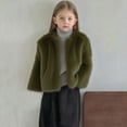 thumbnail image 1 of Fuzzy Coats for Girls, Loose Open Front Long Sleeve Fuzzy Jacket Winter Warm Short Overcoat Green 11-12Y, 1 of 5