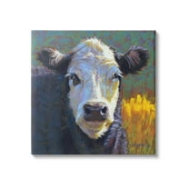Fuzzy Cow Farm Animal Portrait Animals & Insects Painting Gallery Wrapped Canvas Print Wall Art