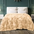 thumbnail image 1 of Fuzzy Faux Fur Bed Blanket Twin Size, Reversible Shaggy Sherpa Fleece Tie Dyed Blankets, Fluffy Plush Warm Throws for Couch, Bed, 60X80 Inches, Camel, 1 of 10