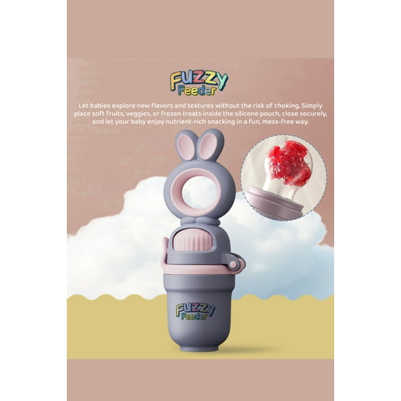 Fuzzy Feeder Baby Push Pop Fruit Feeder  Silicone Baby Food Pacifier for Self-Feeding, Teething & Fresh Fruit Snacks