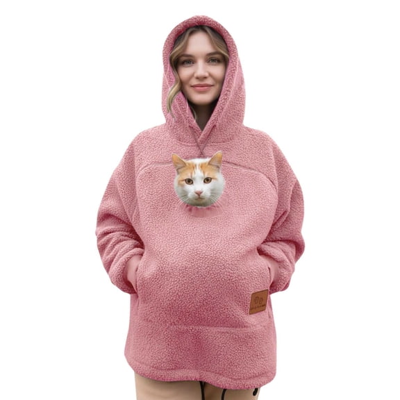 Fuzzy Fleece Cat Pouch Hoodie For Women Men Pet Carrier Hoodie Zipper Pet Care Hoodies Oversize Hooded Sweatshirt With Zip Kangaroo