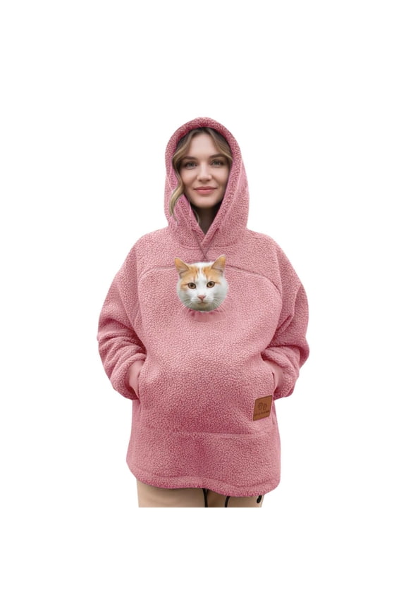Fuzzy Fleece Cat Pouch Hoodie For Women Men Pet Carrier Hoodie Zipper Pet Care Hoodies Oversize Hooded Sweatshirt With Zip Kangaroo