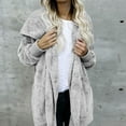 thumbnail image 1 of Fuzzy Fleece Hooded Jackets for Women Casual Warm Open Front Cardigan Cozy Fall Fashion Outerwear with Pockets New Gray S, 1 of 5