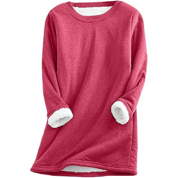 Aricy fall tops for women Sweatshirts Pullover Plus Size Blouses Tshirt Plush Thick Warm Sweatshirts Casual Winter Sherpa Fleece Lined Pullover Tops Trendy Cozy Loungewear