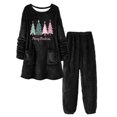 thumbnail image 1 of Fuzzy Pajama Set for Women Christmas Long Sleeve Pullover Pants Set Lounge Set Women Winter Warm Pajamas for Women, 1 of 2
