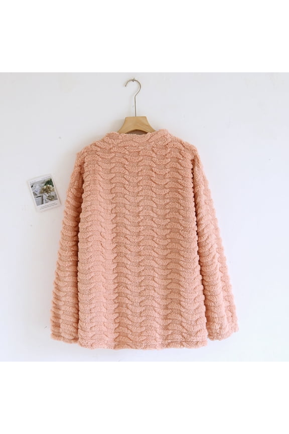 Fuzzy Fleece Pajamas Tops for Women Long Sleeve Thermal Pullover Winter Warm Sleepwear Soft Fuzzy Loungewear New Plus Size Sleepwear Orange XL