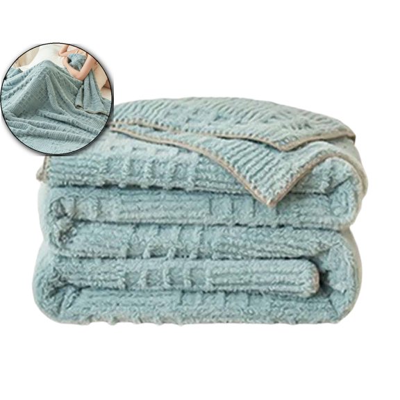 Fuzzy Fleece Queen Size Blanket, Milk Velvet Blanket, Soft Fluffy Jacquard Waffle Blankets, Double Sided Polyester Throw for Sofa Picnic Travel