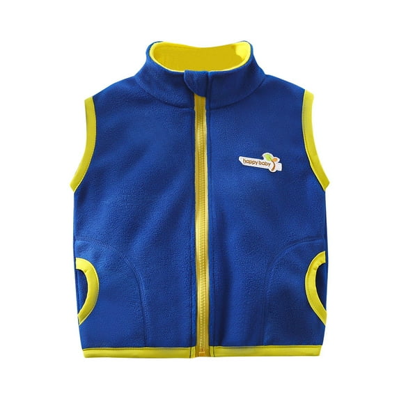 Fuzzy Fleece Vest Toddler Boys Girls Zip Up Sleeveless Sherpa Jacket School Uniform Winter Thermal Kids Clothing, Blue, 3 Years