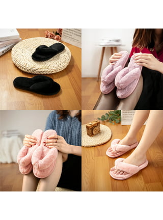 Pink Fuzzy Flip Flop Slippers