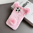 thumbnail image 1 of Fuzzy Fluffy Hearts Case Compatible with iPhone 15 Pro - Cute Furry Plush Faux Fur Heart Print Phone Case for Girls Women Winter Warm Soft Back Shockproof Protective Cover for 6.1 inch, Pink, 1 of 5