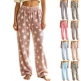 thumbnail image 1 of Fuzzy Flush Pajama Pants Women Soft Fluffy Fleece Flannel Pj Bottoms Star Graphic Warm Sleep Loungewear Pant, 1 of 9
