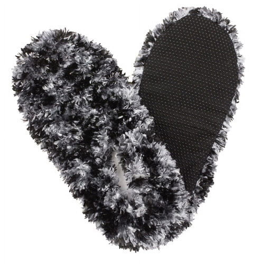 Fuzzy Footies Gray/Black/White Cozy Slip Resistant Lounge Slippers