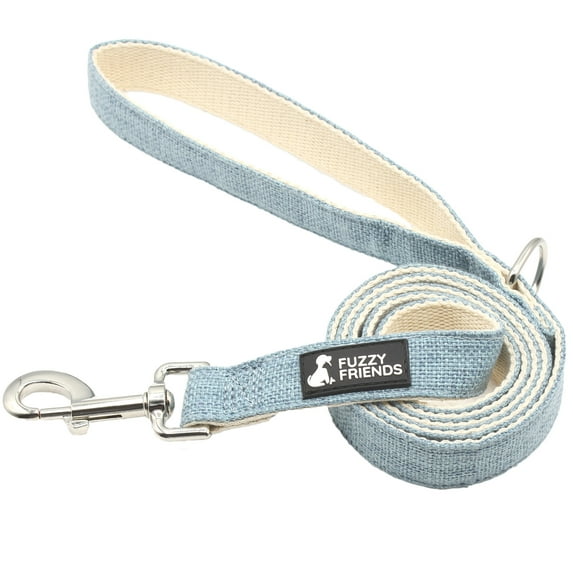 Fuzzy Friends Blue Hemp Dog Leash. Hypoallergenic dog leash, chemical free and environmental friendly, great for sensitive skin or allergies