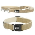 thumbnail image 1 of Fuzzy Friends Khaki Hemp Dog Collar and Leash. Chemical free and environment friendly for dogs with sensitive skin or allergies. Made of sustainable hemp with no harsh dyes or chemicals, 1 of 7