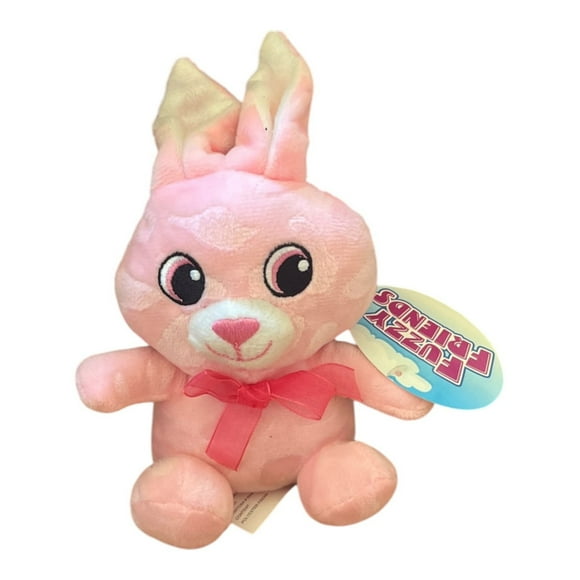 Fuzzy Friends Pink Plush Easter Bunny Rabbit 9" Sheer Pink Bow Greenbrier