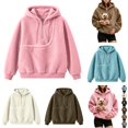 thumbnail image 1 of Fuzzy Full Zip Dog Pouch Hoodie for Women, Plush Pet Carrier Jacket, Warm Zip Up Sweatshirt for Dog Lovers Home Lounging Daily Wear, 1 of 6
