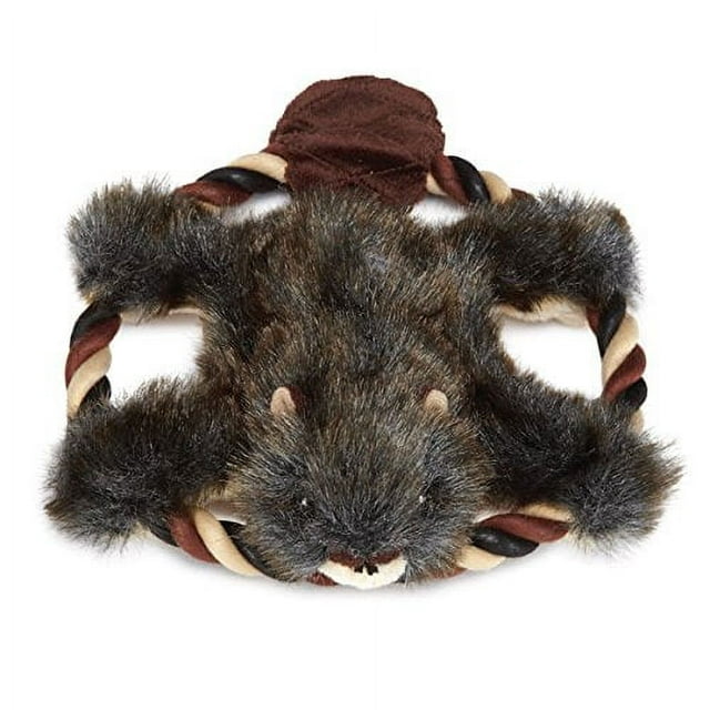 Fuzzy Fur Flyer Dog Toys Plush & Rope Fetch Toy Choose Bunny Beaver or Chipmunk(Beaver)