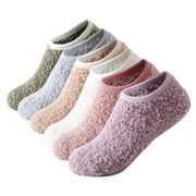 SKOLA Fuzzy Grip Socks for Women,Thick Warm Slipper Cozy Fluffy Non Slip Ankle Hospital socks With Grips