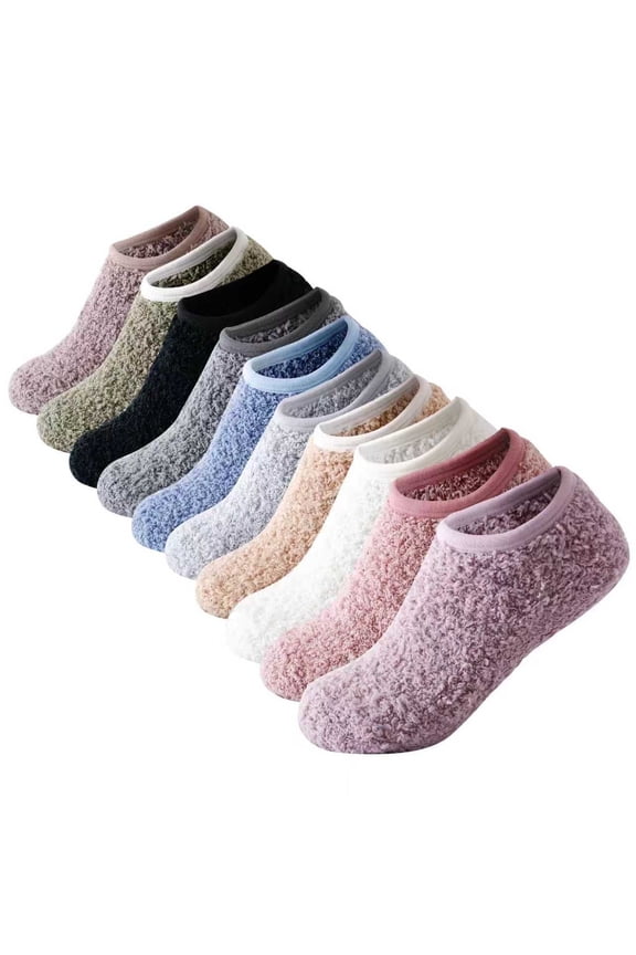 Fuzzy Grip Socks for Women,Thick Warm Slipper Cozy Fluffy Non Slip Ankle Hospital socks With Grips