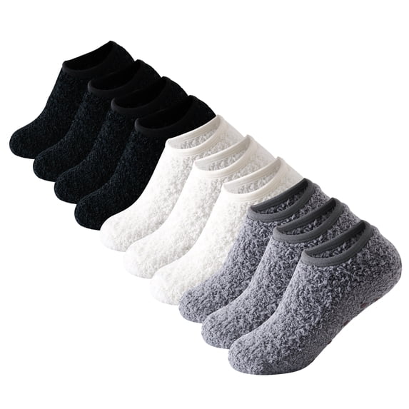 Fuzzy Grip Socks for Women,Thick Warm Slipper Cozy Fluffy Non Slip Ankle Hospital socks With Grips