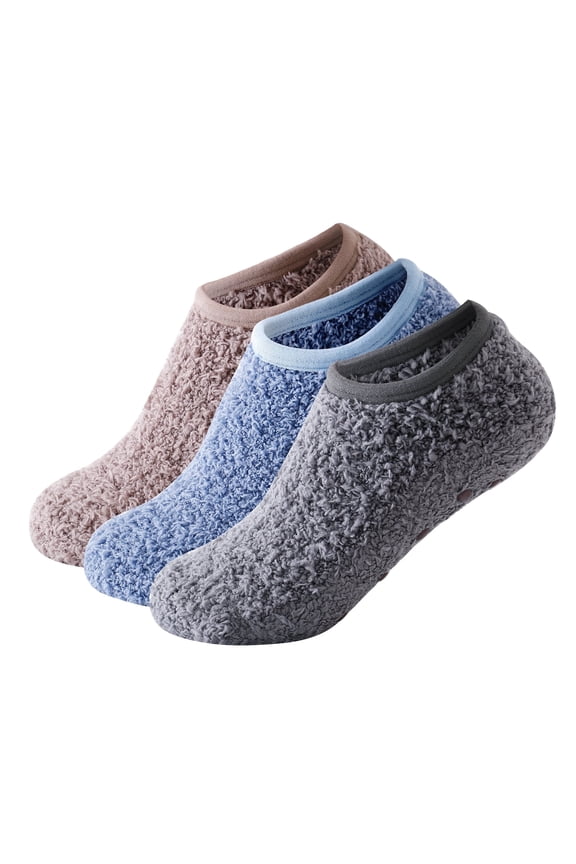 Fuzzy Grip Socks for Women,Thick Warm Slipper Cozy Fluffy Non Slip Ankle Hospital socks With Grips