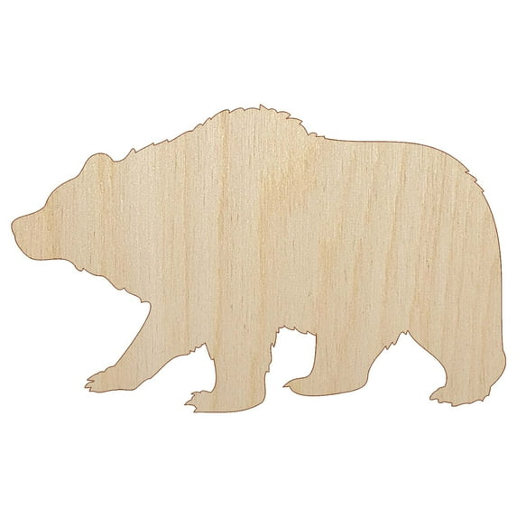 Fuzzy Grizzly Bear Silhouette Wood Shape Unfinished Piece Cutout Craft DIY Projects - 6.25 Inch Size - 1/8 Inch Thick