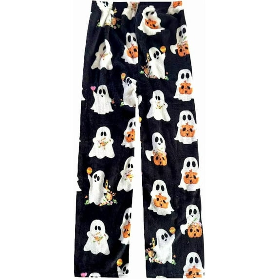 Fuzzy Halloween Pajama Pants for Women Men Couples Flannel Pjs Pants Plush Pajama Bottom for Halloweens Costume Sleepwear