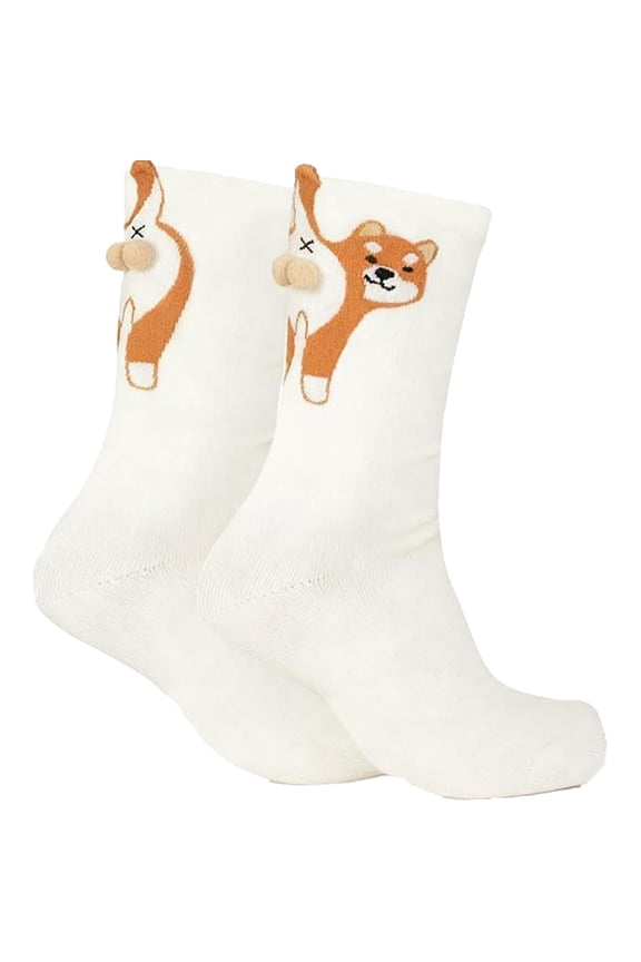 Fuzzy Highland Cow Socks, Cow Print Socks for Adults, Neutral Fuzzy Sock for Women, Thick Holiday Sock Gifts