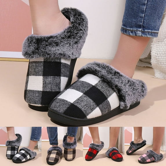 Fuzzy House Slippers For Women Fluffy Memory Foam Suede Slippers With Faux Fur Collar Indoor Outdoor Beige 41