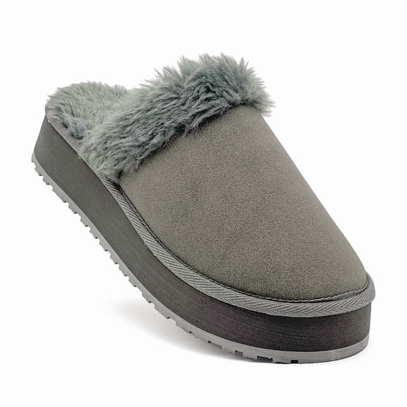 Fuzzy House Slippers for Women Indoor Outdoor Mens Ladies Platform Memory Foam Comfy House Shoes Fluffy Warm Cozy Bedroom