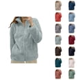 thumbnail image 1 of Fuzzy Jackets for Women 2026 Fashion Soft Thermal Long Sleeve Stand Collar Full Zip Up Winter Coat Outerwear, 1 of 4