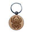 thumbnail image 1 of Fuzzy Jumping Spider Arachnid Round Keychain Charm Tag - Engraved Wood, 1 of 6