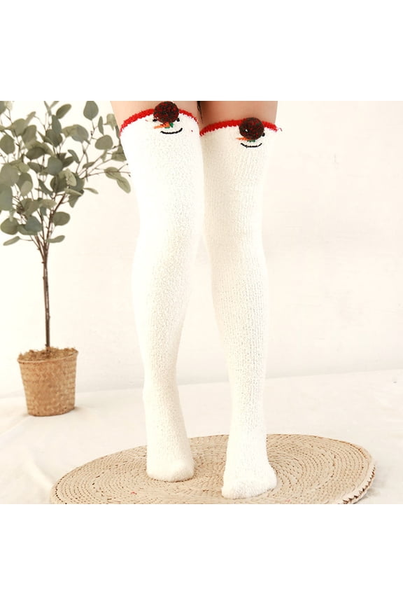Fuzzy Over Knee Cartoon Thigh High Home Socks Winter Socks Socks Women's Warm High Leggings Warm Socks Candy Cane Stocking Holders for Mantle Waist High Tights Media Suite 14 Kink Lingerie Tights