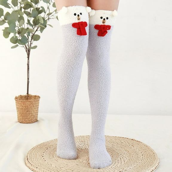 Fuzzy Over Knee Cartoon Thigh High Home Socks Winter Socks Socks Women's Warm High Leggings Warm Socks Stockings Garter Garter Thigh Highs Large Fishnets Thigh High Garter Belt Tights Thigh High