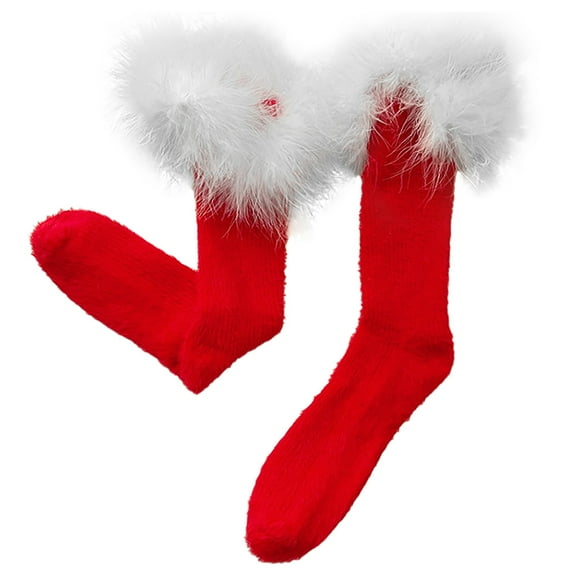 Fuzzy Knee High Socks Women Fashion Plush Warm Soft Solid Sport Socks Medium Stockings Winter Socks