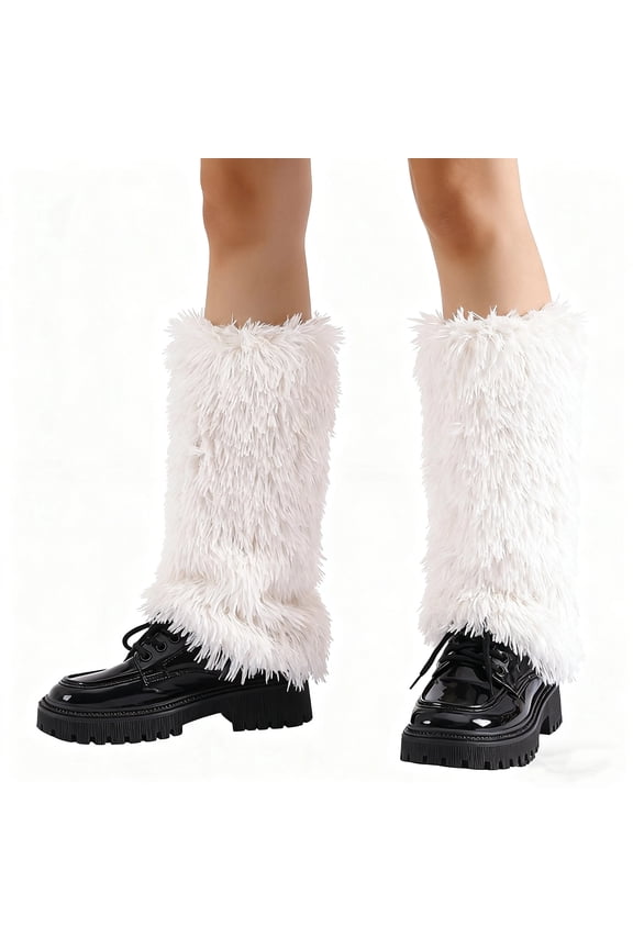 Fuzzy Leg Warmers for Women, Faux Fur Furry Boot Covers Winter Warm Fuzzy Boot Cuff Soft Boot Sleeves Leg Warmers for Halloween Santa Party Costume