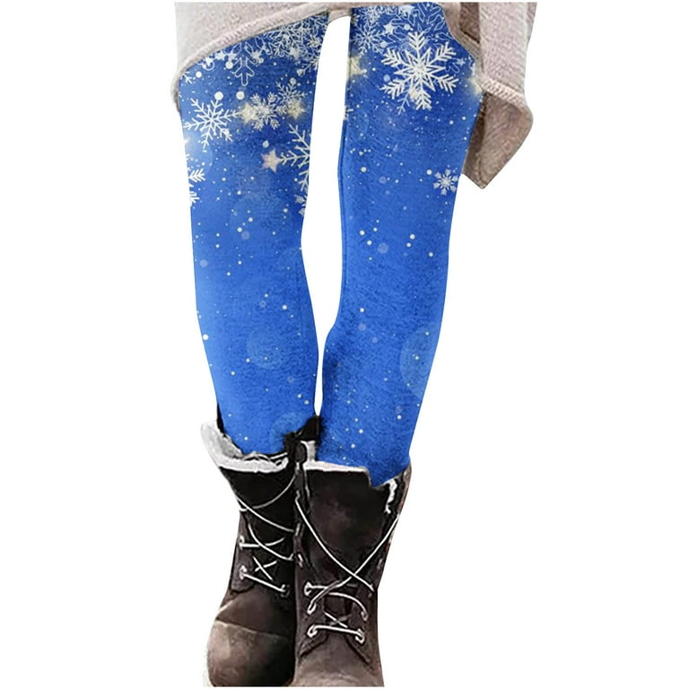 Fuzzy Leggings for Women Women's Autumn And Winter Fashion Christmas Print  Slim Boots Trousers Women's Leggings Fleece Lined Leggings Soft Clouds