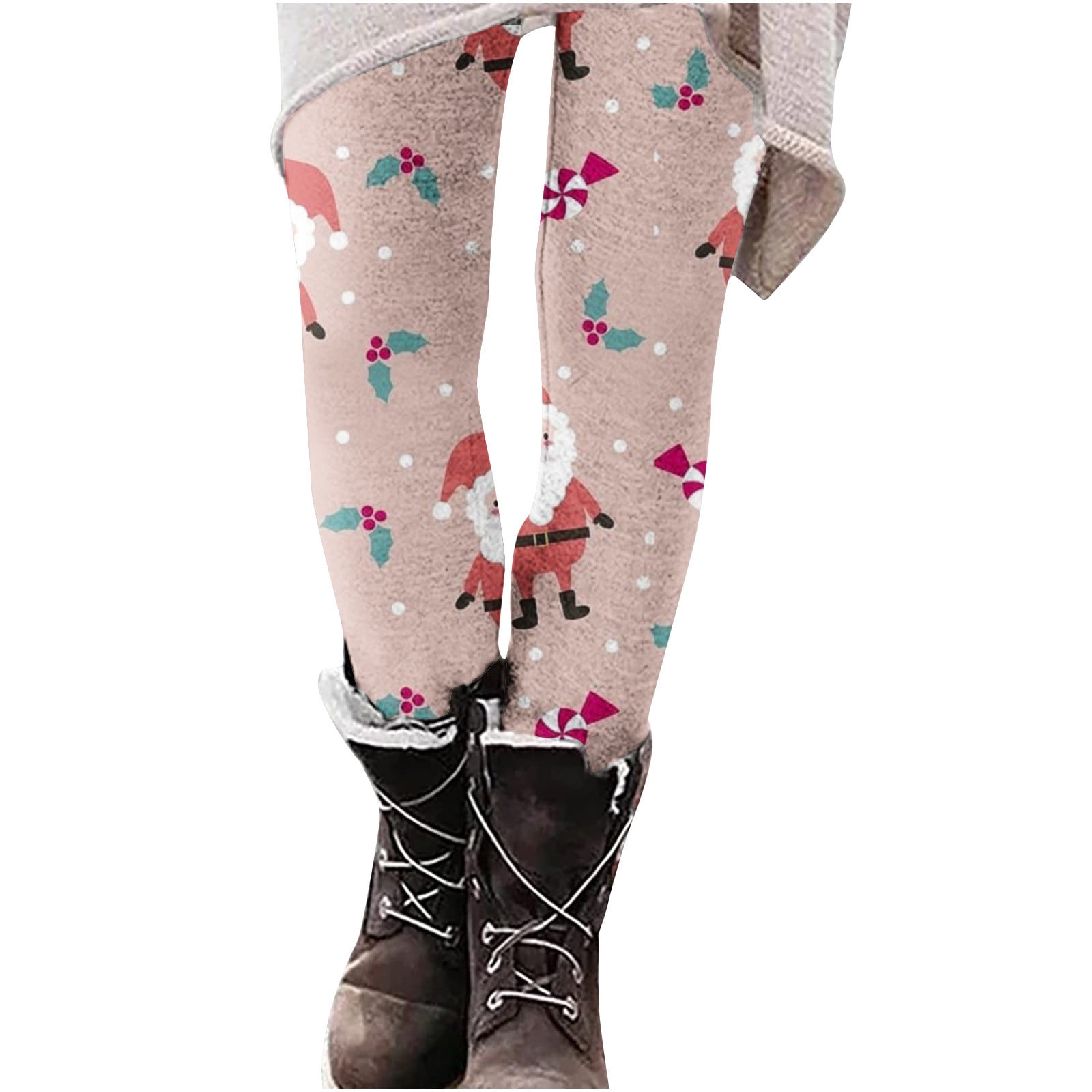 Xihbxyly Fuzzy Leggings for Women Women's Autumn And Winter Fashion  Christmas Print Slim Boots Trousers Women's Leggings Fleece Lined Leggings  Soft