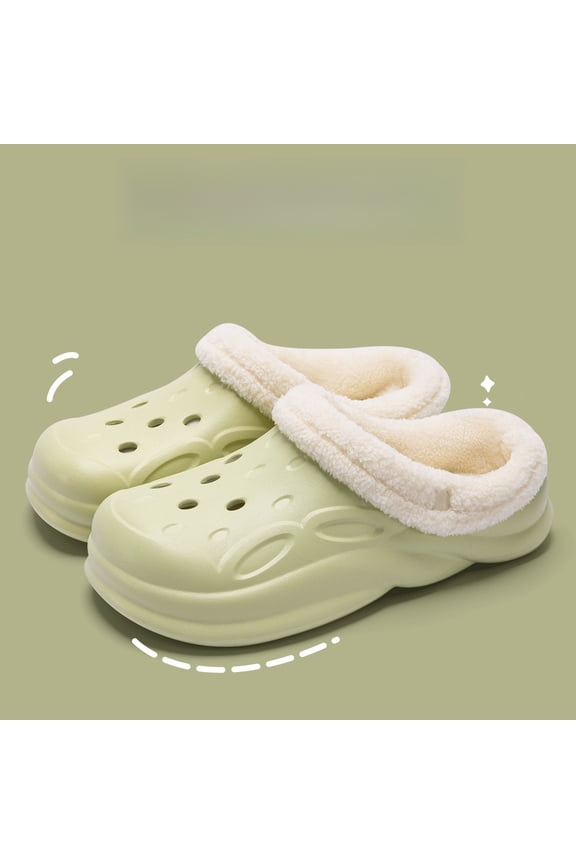 Fuzzy Lined Cute Clog Slippers, Warm Plush Winter Slip-On Clogs for Couples, Thick-Sole Anti-Slip Durable Outdoor & Indoor Comfort Shoes
