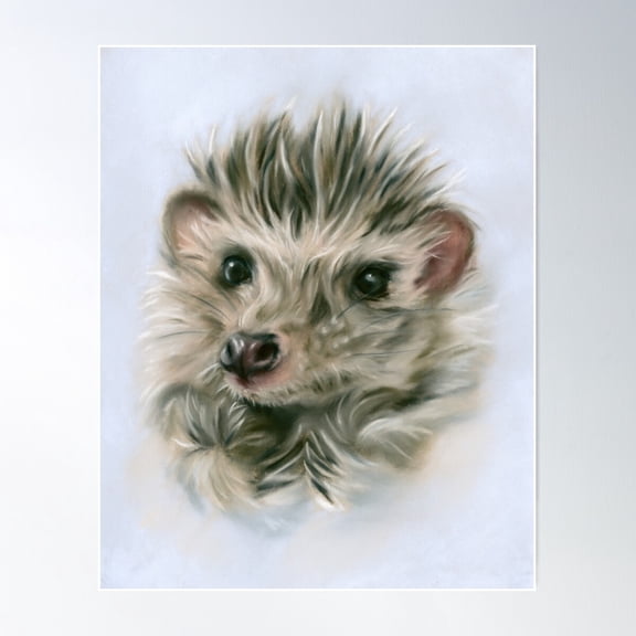 Fuzzy Little Hedgehog Animal Portrait Poster Wall Art, Modern Wall Decor For Living Room Bedroom, 12x18 UNFRAMED