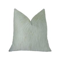 Fuzzy Mongolian Fur White Handmade Luxury Pillow, 24 x 24 in.
