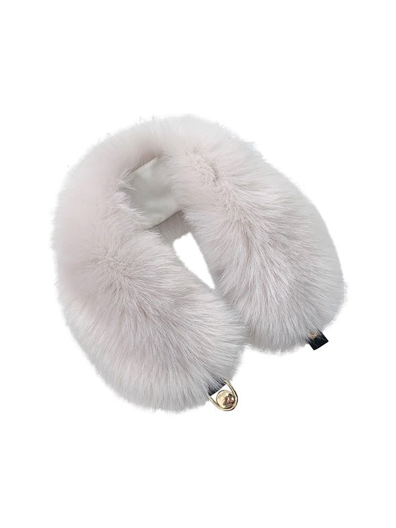 Fuzzy Neck Scarf for Women Everyday Wear Fall Fashion Accessories Cold Weather Wear Outdoor Lightweight Soft Cozy Plush Neck Warmer Snap Button Collar Wrap Solid Color Winter Scarf