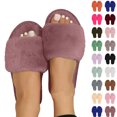 thumbnail image 1 of Fuzzy Open-toe Slippers for Women Winter Warm Slipper Faux Fur Sandals Anti-Skid Rubber Sole House Shoes Indoor Outdoor Soft Memory Foam Shoes Coffee 7.5-7.5, 1 of 1