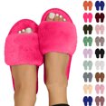 thumbnail image 1 of Fuzzy Open-toe Slippers for Women Winter Warm Slipper Faux Fur Sandals Anti-Skid Rubber Sole House Shoes Indoor Outdoor Soft Memory Foam Shoes Hot Pink 5.5-6, 1 of 9