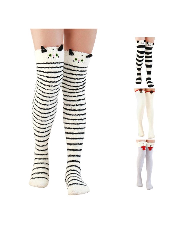 Fuzzy Over Knee Cartoon Thigh High Home Socks Winter Socks Socks Women's Warm High Leggings Warm Socks Purge Candy Girl Dress