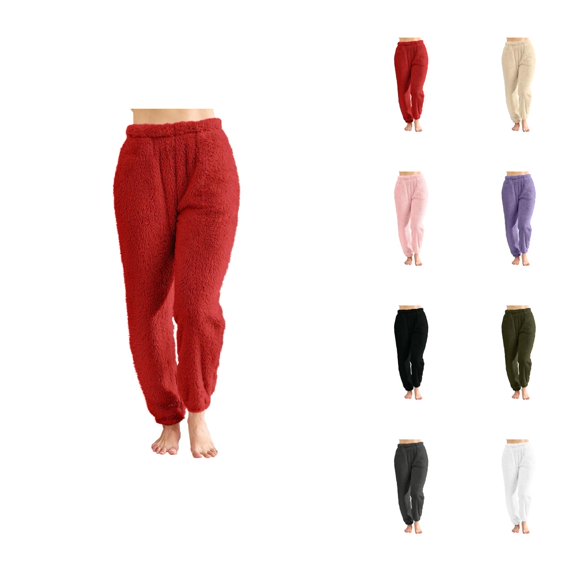 Fuzzy Pajama Pants Women 2026 Winter Thermal Comfort Fuzzy Long Lounge Bottoms Pj Pants Sleepwear with Pockets