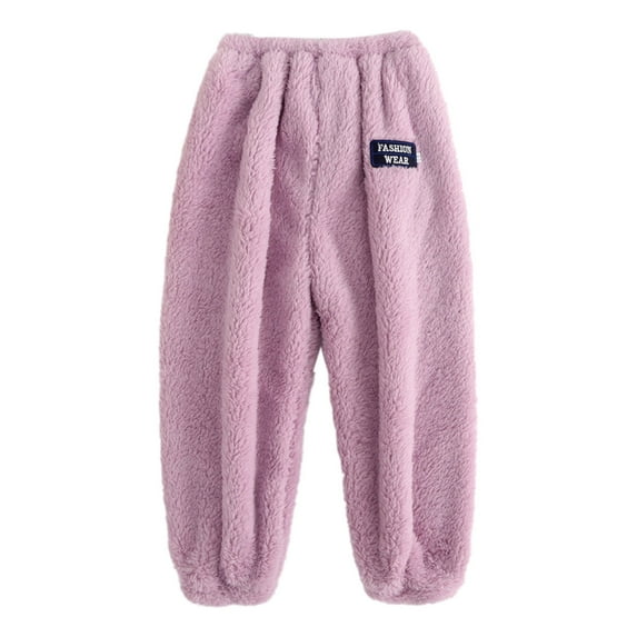 Fuzzy Pajama Pants for Boy Soft Winter Warm Pjs Pants Loose Comfortable Lounge Bottoms Sleepwear Jogger Pants,10CM(18-24 Months)